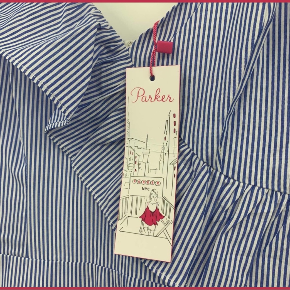 NWT PARKER LOLLIE NAUTICAL RUFFLE STRIPED DRESS S - Picture 8 of 9